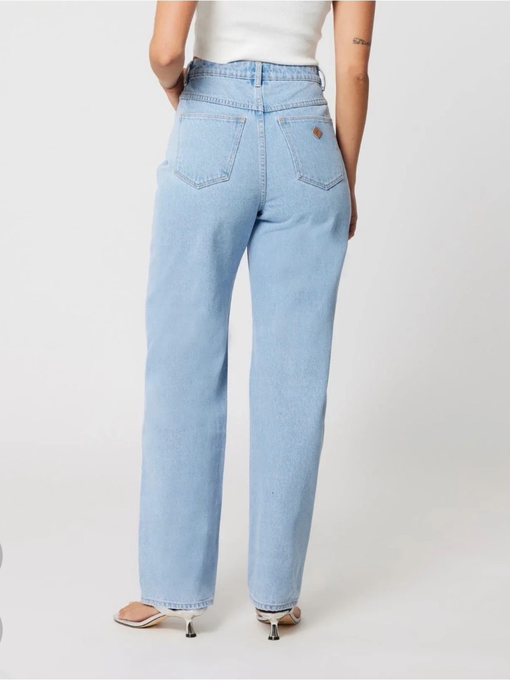 Abrand Light Wash Straight Leg Jeans - Pale Blue